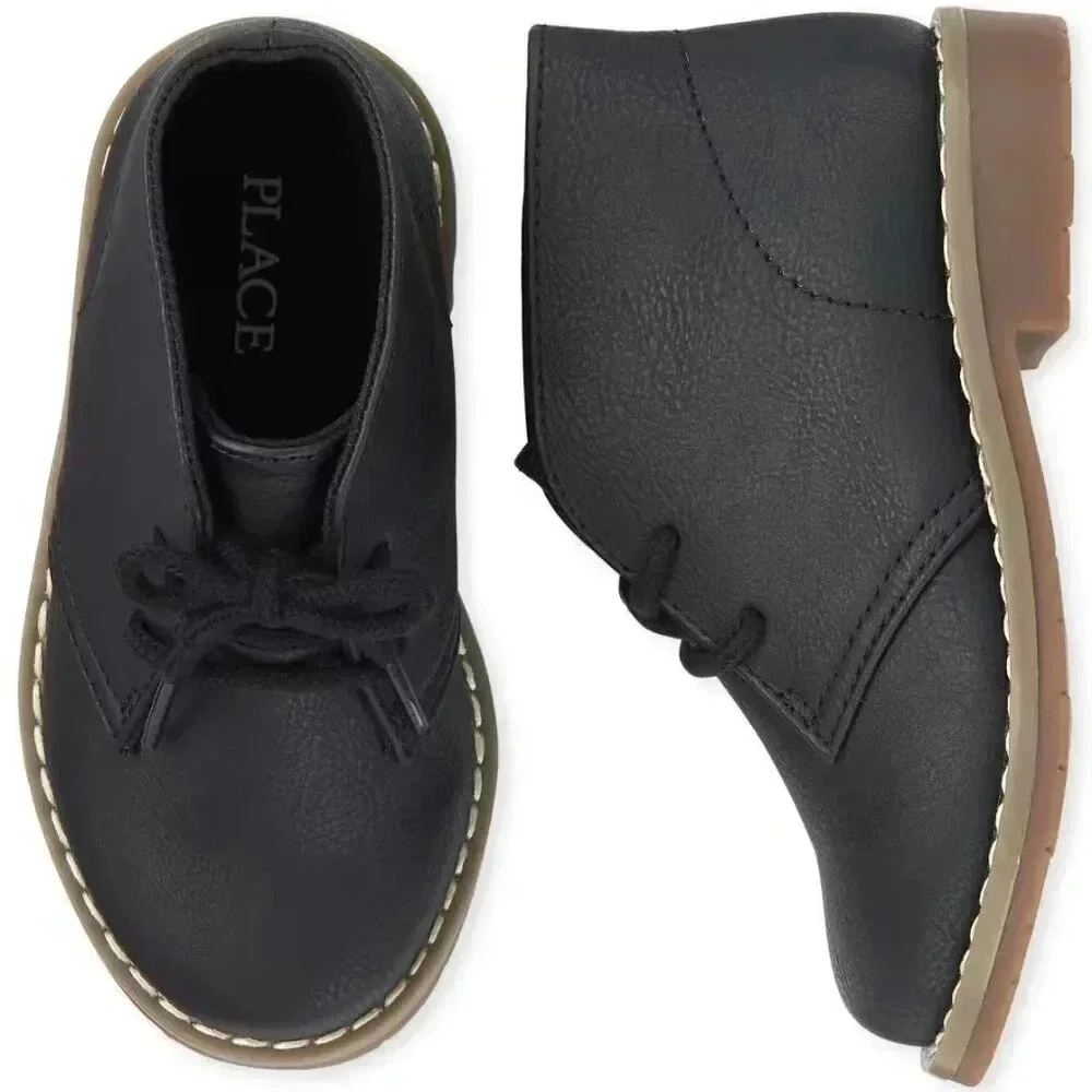 Toddler Boys Lace Up Boots - black